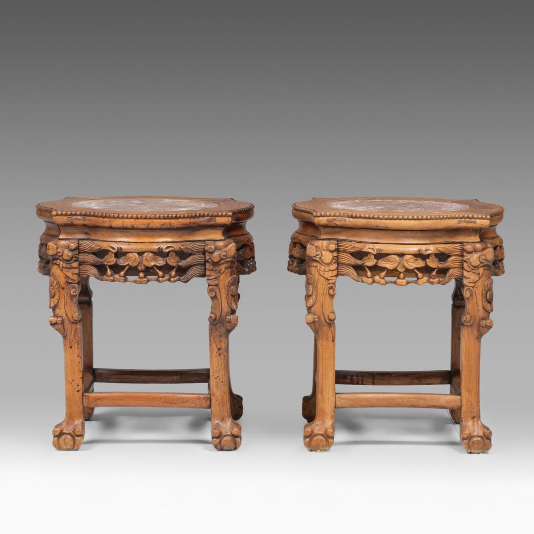 An impressive pair of Japanese Satsuma ware 'Court Scenes' vases, Meiji (20thC), H 103 cm - each res - Image 13 of 18