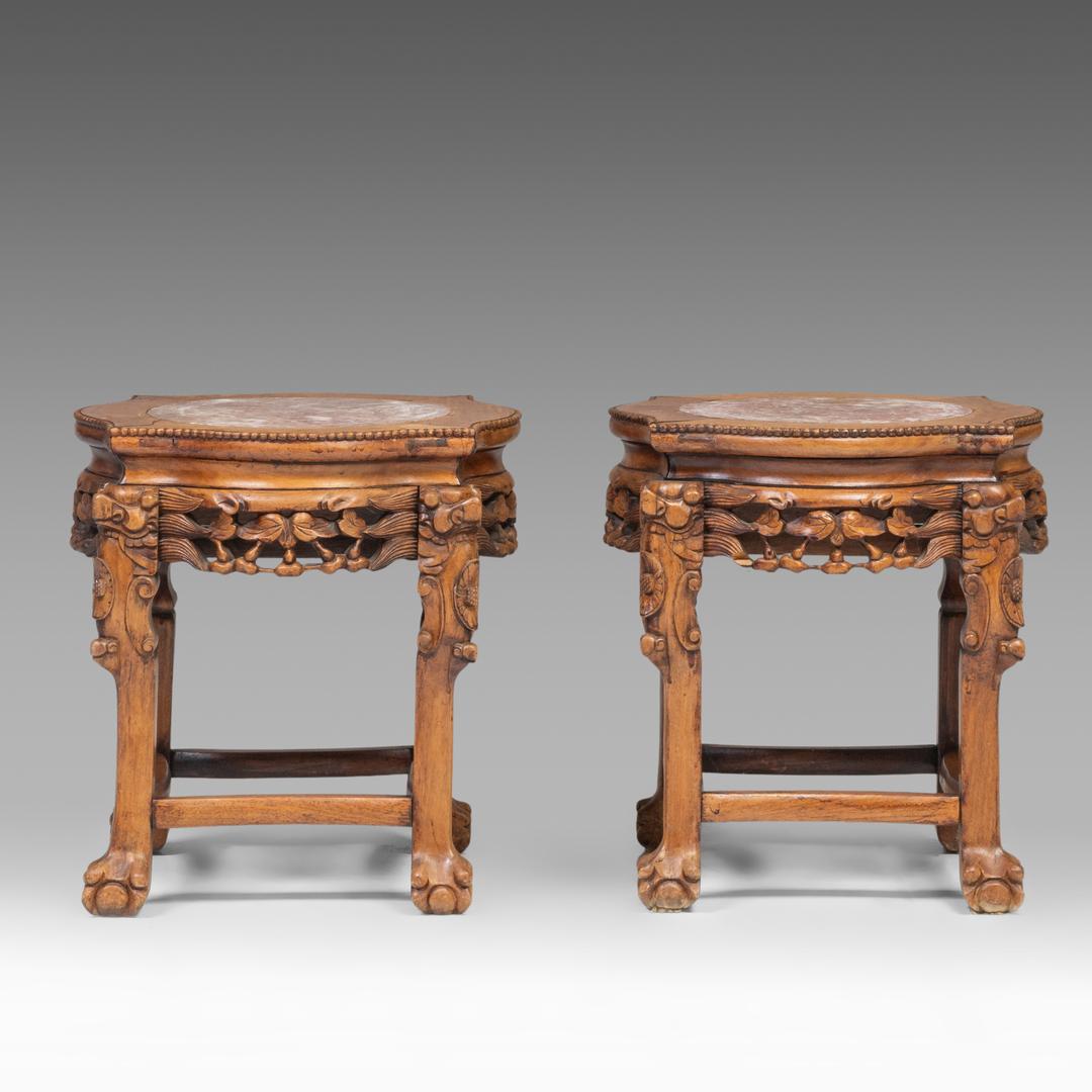 An impressive pair of Japanese Satsuma ware 'Court Scenes' vases, Meiji (20thC), H 103 cm - each res - Image 15 of 18