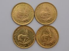 Südafrika Investment, 4-mal Goldmünze 2 Rand.