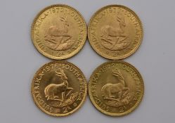 Südafrika Investment, 4-mal Goldmünze 2 Rand.