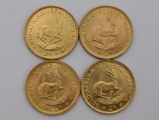 Südafrika Investment, 4-mal Goldmünze 2 Rand.