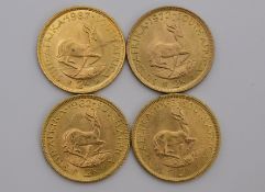 Südafrika Investment, 4-mal Goldmünze 2 Rand.