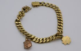 14K Gelbgold Kuban Link Kette mit Anhängern