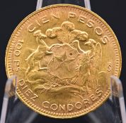 Chile 100 Pesos, 1952 - Goldmünze.