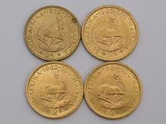 Südafrika Investment, 4-mal Goldmünze 2 Rand.