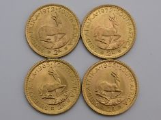 Südafrika Investment, 4-mal Goldmünze 2 Rand.