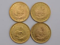 Südafrika Investment, 4-mal Goldmünze 2 Rand.