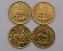 Südafrika Investment, 4-mal Goldmünze 2 Rand.