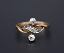 14K Rotgold Ring mit Diamanten