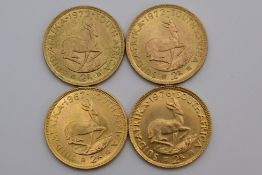 Südafrika Investment, 4-mal Goldmünze 2 Rand.