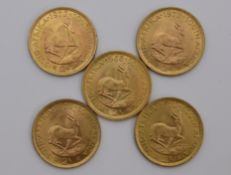 Südafrika Investment, 5-mal Goldmünze 2 Rand.
