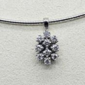 Halsreif und Anhänger mit 10 Brillanten, zus. ca. 0,35 ct, 80er Jahre