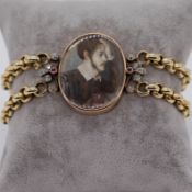Marriage eines antiken Mittelteils: mit einer gefassten Miniatur, datiert 1787, Darstellung eines M