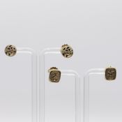 2 verschiedene Ohrstecker, Goldschmiedearbeit, 21. Jh.