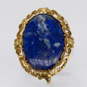 Brosche mit Lapislazuli, Goldschmiedearbeit, 70er Jahre