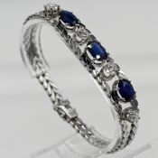Prunkvolles Armband mit 3 Saphiren, zus. ca. 7,2 ct, und 4 Brillanten, zus. ca. 2,41 ct, Juwelierar