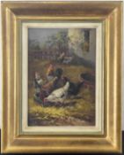 Alexandre Defaux (1826 Bercy - 1900 Paris) "Hühner vor dem Haus"