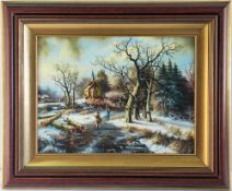 Ute Becker (1942-2013), Winterlandschaft mit Personen