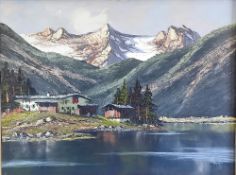 J. Hofbauer (1907-1998) Hütte in den Alpen