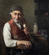 Ludwig Kandler (1856 Deggendorf - 1927 München). Der Pfeifenraucher. Zipfelmütze tragender Mann