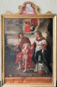 Franken, 18. Jh., Heilige Familie mit Gottvater im Himmel, Öl/Lwd (aufgez.), 93 x 67 cm, unten mit