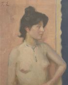 Fritz Erler (1868 Frankenstein/Schlesien - 1940 München). Weiblicher Halbakt, stehend. Signiert