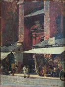 Karl WEYSSER (1833-1904), Marktstände vor einer Kirche, signiert, rücks. bezeichnet: No. 8