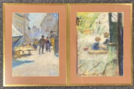 Alfred Ahner (1890-1973), zwei Pastelle: Spielende Kinder im Garten, signiert und datiert 