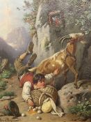Adolf van der Venne (1828 Wien - 1911 Schweinfurt). Hingefallener Bauernjunge mit umgestürztem