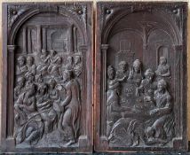 Unbekannter Künstler, 18./19. Jh., 2 Reliefs: Jesus lehrt im Tempel und Maria von Bethanien wäscht
