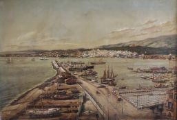 Hafen von Palma de Mallorca, 1930er Jahre. Signiert: 