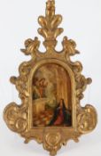 Unbekannter Meister, 17. Jh., Verkündigung, Öl/ Alabaster oder Marmor, montiert auf Schiefer,