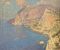 Gargiulo. Partie aus Capri. Signiert, Öl auf Leinwand auf Platte, 40 x 47 cm (mit Rahmen 48 x 56 cm)