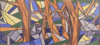 Lajos VON EBNETH / Lajos D'EBENETH (1902-1982). Entwurf Kirchenfenster. Um 1924. Signiert, Aquarell,