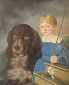 Girl with dog. Signed and dated: 1868,