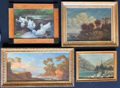 Set of 4 landscapes, signs of age: Italian landscape