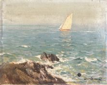 Dimitri Stiubei. Sailing ship on a blue sea