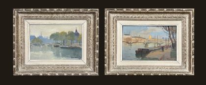 2 x painting. City by the river