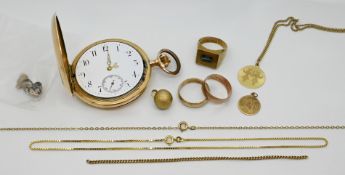 1 Herrentaschenuhr GG 14ct. (3 Deckel Gold) 