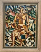 Lyubov Popova (1889–1924, Russia) Seated Female Figure Cubism / Cubo-Futurism