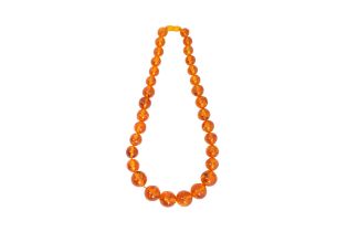A LARGE ROUND BAKELITE BEAD NECKLACE 20th century