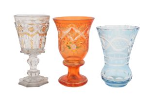 THREE BOHEMIAN GLASS CUPS Bohemia (Czech Republic), 19th century