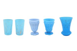 FIVE TURKISH BEYKOZ OPALINE GLASSES Turkey, early - mid 20th century