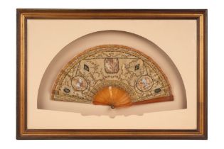 A EUROPEAN POLYCHROME-PAINTED FAN WITH SEQUINS Possibly France or Germany, late 19th - 20th century