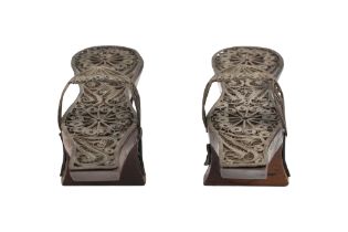 A SMALL PAIR OF OTTOMAN SILVER HAMMAM SHOES Turkey, early 20th century