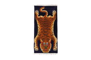 A HIMALAYAN WOOL TIGER RUG Tibet or Nepal, the Himalayas, 20th - 21st century