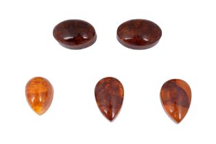 FIVE BAKELITE COGNAC AMBER-STYLE DOOR HANDLES Modern