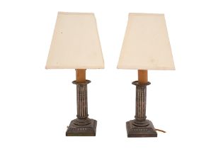 A PAIR OF CHINESE WHITE METAL LAMPS China, early 20th century