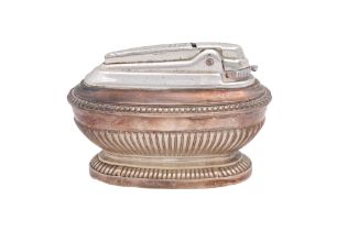 A RONSON QUEEN ANNE SILVER-PLATED TABLE LIGHTER England, circa 1950s