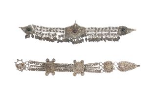 TWO OTTOMAN WHITE METAL JEWELLERY PIECES Turkey, possibly 20th century